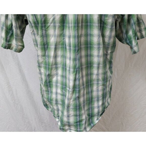 Wrangler Rugged Wear Mens XL Green Plaid Short Sleeve Button Up Work Shirt - Picture 9 of 11